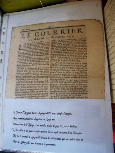 Journal "Le Courrier d'Avignon" du mardi 13 novembre 1753 